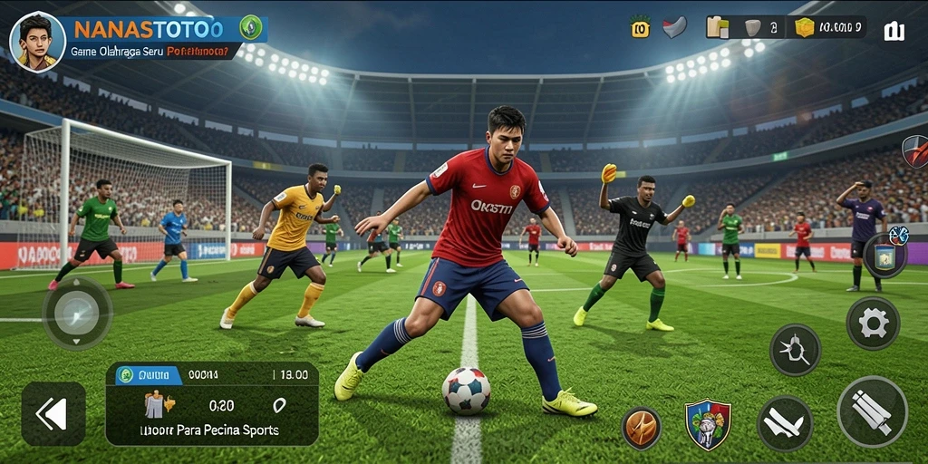 Screenshot gameplay NANASTOTO menunjukkan aksi olahraga yang mendebarkan.