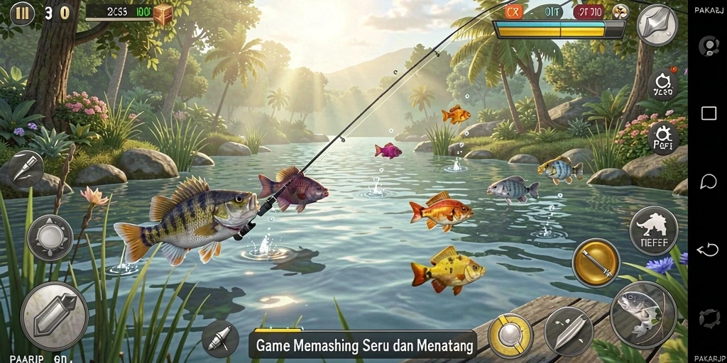 Menampilkan gameplay memancing yang seru dan menarik di PAKARJP.