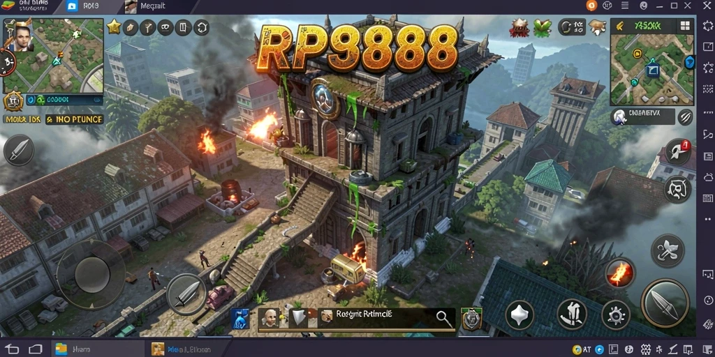 Screenshot gameplay RP888 menampilkan serangan menara yang menegangkan.